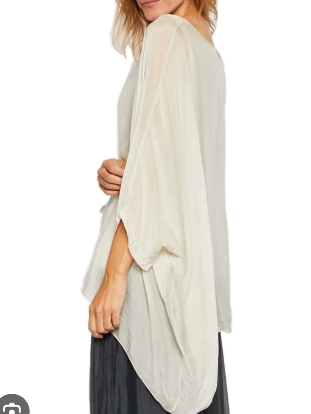 Vivian Shyu silk handkerchief hem overlay blouse sz S/M